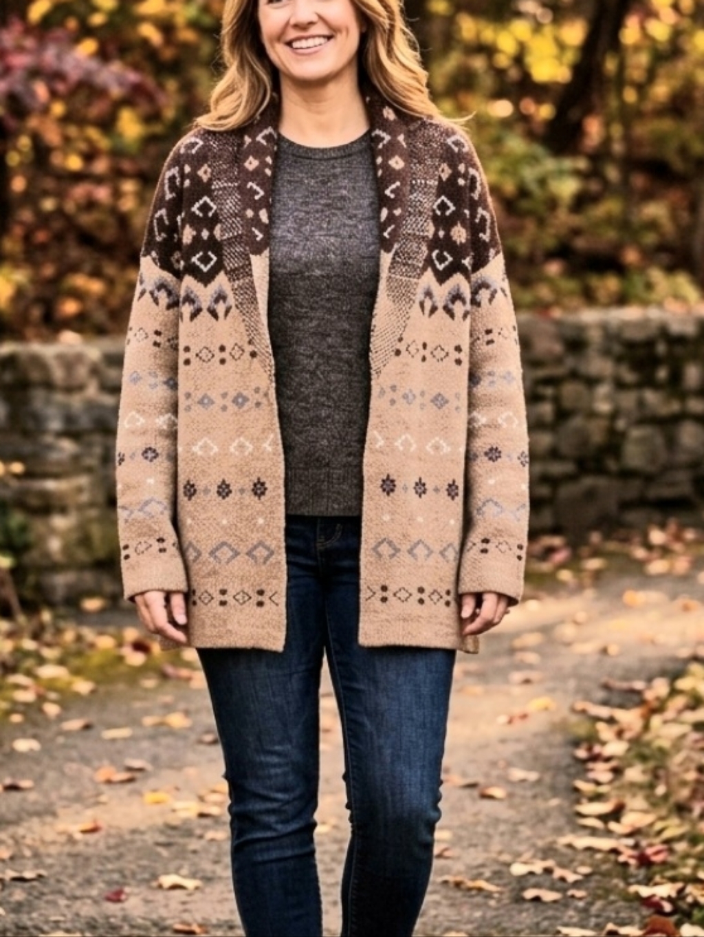Lucky Brand Fair Isle Open Cardigan